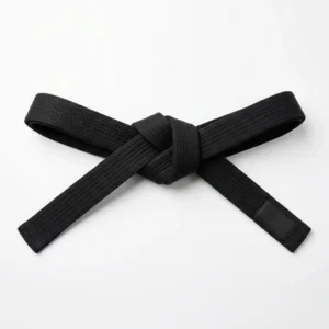 Custom Martial Arts Belt – Black Belt Tied Knot Black martial arts belt tied in a knot