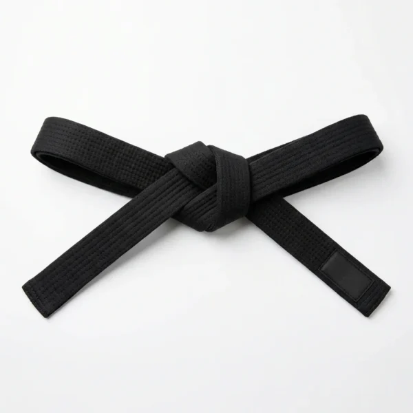 Black martial arts belt tied in a knot