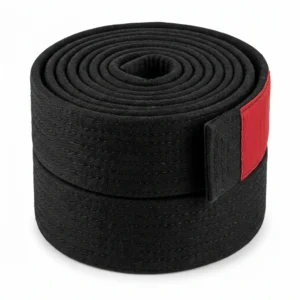 Custom Martial Arts Belt – Rolled BJJ Black Belt Rolled BJJ black belt with red rank bar