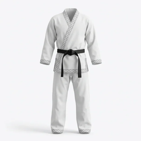 Custom Karate Uniform – Classic White with Black Belt White karate gi with black belt
