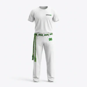Custom Martial Arts Uniform – Capoeira Abadá Set White capoeira uniform with green cord