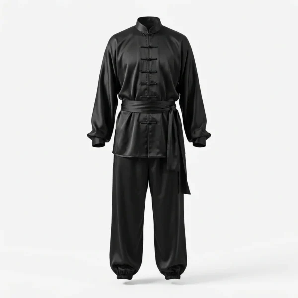 Custom Martial Arts Uniform – Black Kung Fu Uniform Black kung fu uniform with frog buttons