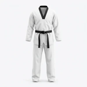 Custom Taekwondo Uniform – White Dobok with Black Collar White taekwondo dobok with black collar