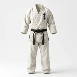 Custom Karate Uniform – Kyokushin White with Kanji White kyokushin karate gi with kanji embroidery