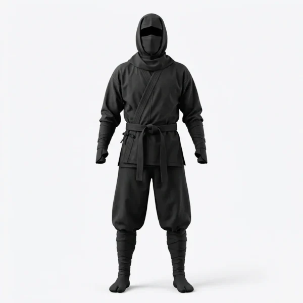 Black ninja uniform with hood
