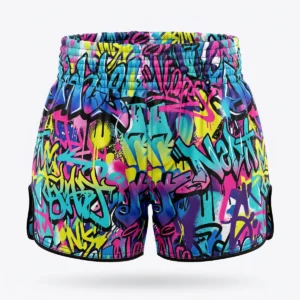 Custom Muay Thai Shorts – Graffiti Street Art Print Graffiti street art print Muay Thai shorts