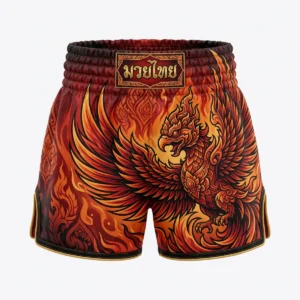 Fire phoenix print Muay Thai shorts