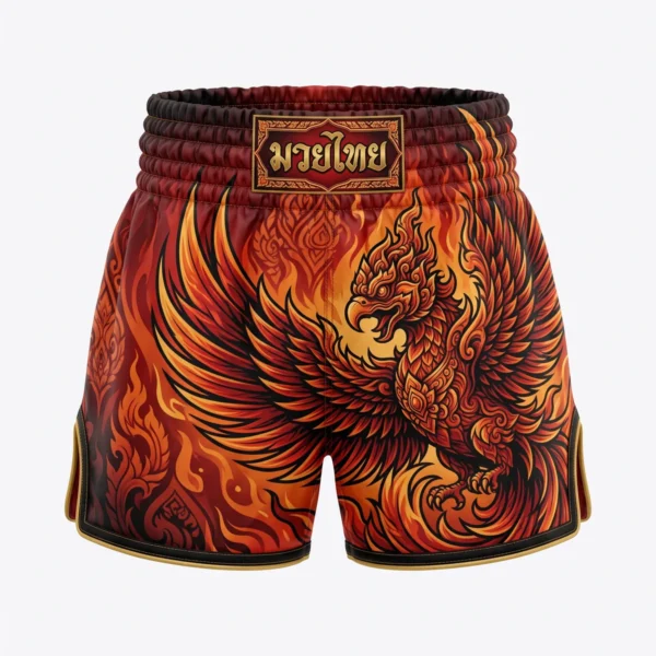 Fire phoenix print Muay Thai shorts