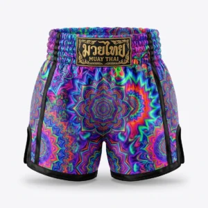 Custom Muay Thai Shorts – Psychedelic Mandala Print Psychedelic mandala print Muay Thai shorts