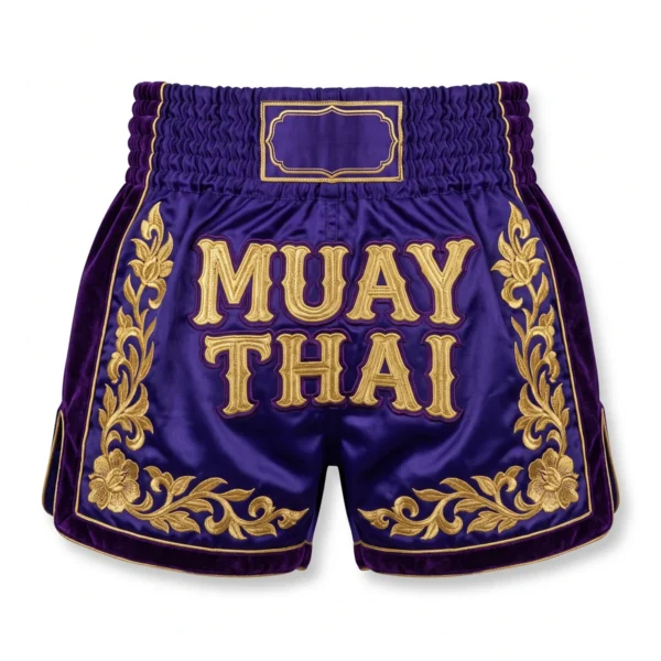 Purple and gold Muay Thai shorts