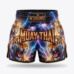 Tiger and lightning print Muay Thai shorts