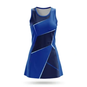 Custom Netball Uniform – Royal Blue Geometric Royal blue geometric netball dress
