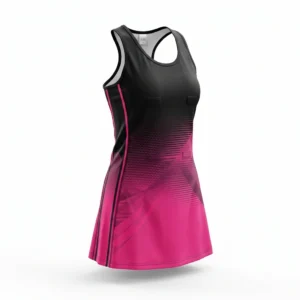 Custom Netball Uniform – Black to Pink Fade Black to pink gradient netball dress
