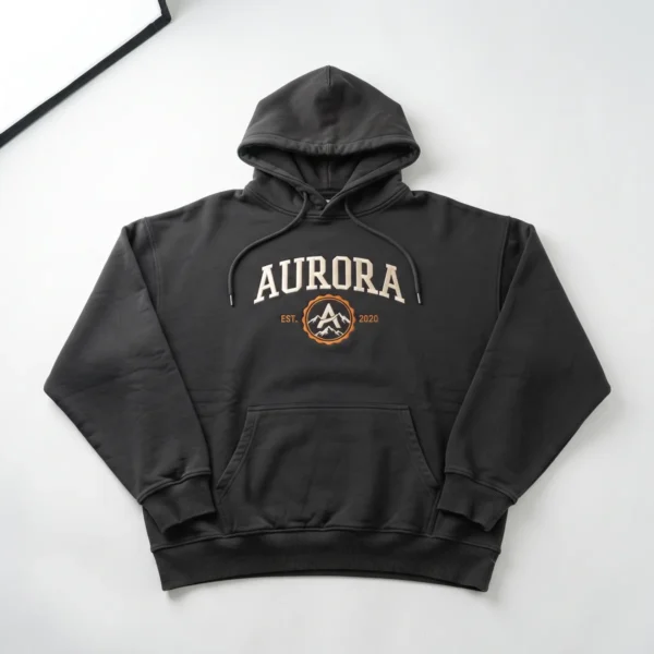 Washed black oversized hoodie with embroidered logo