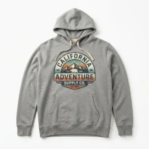 Grey hoodie with adventure badge print