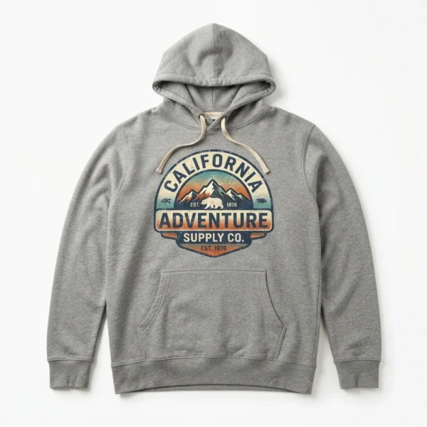 Grey hoodie with adventure badge print
