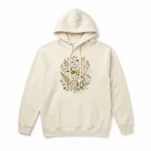 Cream hoodie with floral embroidery