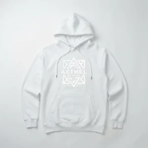 White hoodie with tonal logo
