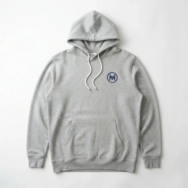 Grey hoodie with small chest logo