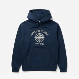 Navy hoodie with embroidered crest
