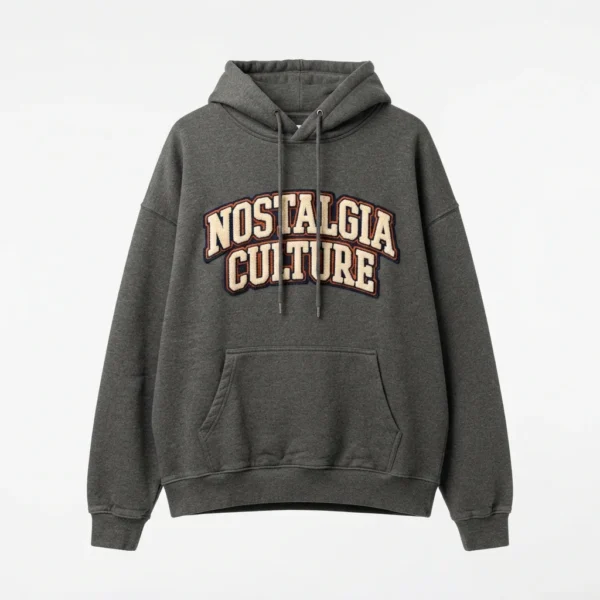 Custom Pullover Hoodie – Charcoal Retro Arch Lettering Charcoal hoodie with retro arch lettering