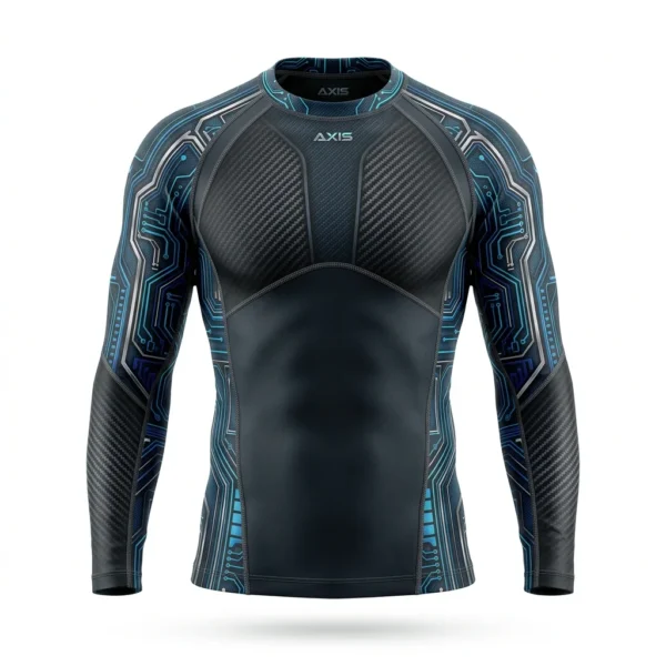 Custom Rash Guard – Circuit Armour Black and teal circuit armour rash guard