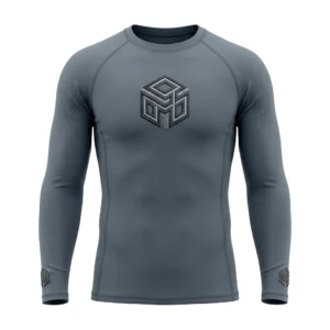 Slate grey rash guard with cube logo