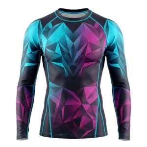 Teal and magenta crystal print rash guard
