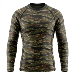 Tiger stripe camo rash guard