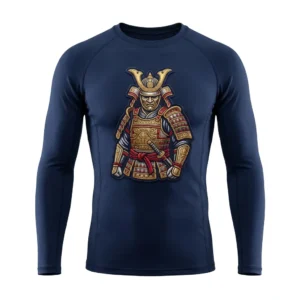 Navy rash guard with samurai graphic