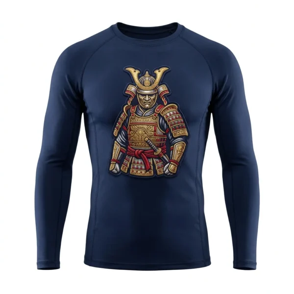 Custom Rash Guard – Navy Samurai Navy rash guard with samurai graphic
