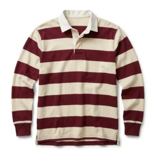 Custom Rugby Shirt – Burgundy & Cream Hoops Burgundy and cream hooped rugby shirt