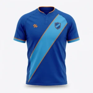 Custom Rugby Shirt – Royal Blue Sash Royal blue rugby jersey with sash