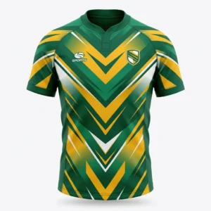 Custom Rugby Shirt – Green & Gold Chevron Green and gold chevron rugby jersey