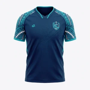 Custom Rugby Shirt – Navy Polynesian Sleeve Navy rugby jersey with Polynesian sleeves