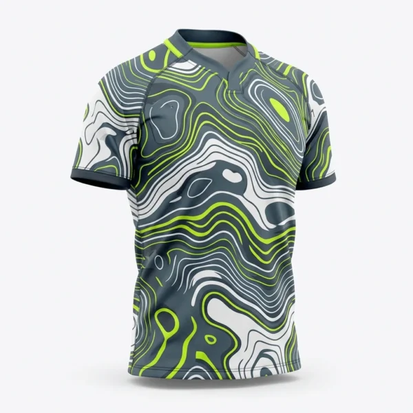 Grey and neon topographic rugby jersey