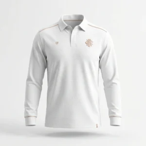 Custom Rugby Shirt – White Heritage with Crest White heritage rugby shirt with embroidered crest
