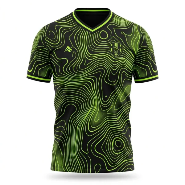 Custom Soccer Jersey – Black & Lime Topographic Black and lime topographic soccer jersey