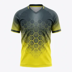 Grey to yellow hexagon soccer jersey