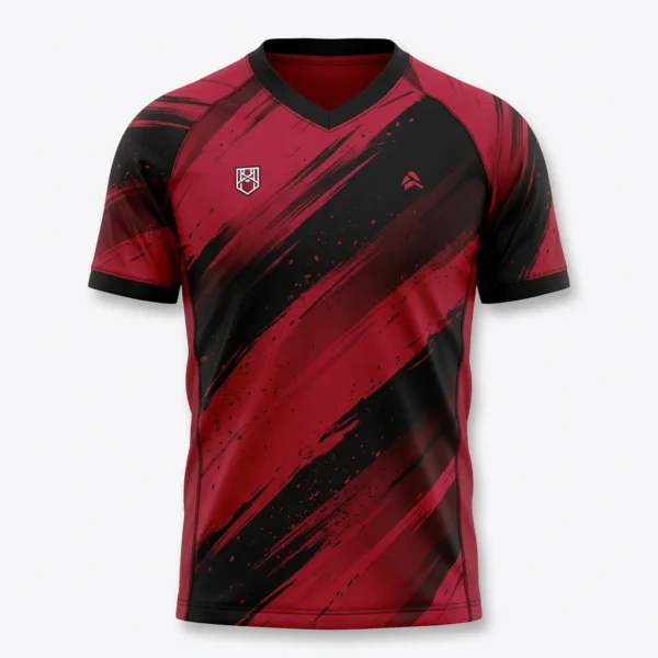 Red and black brush stroke soccer jersey