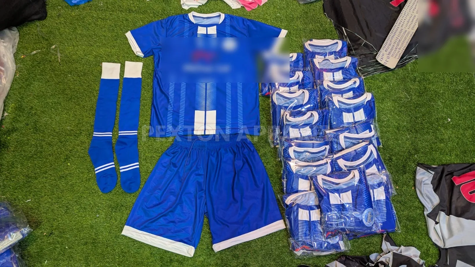 Custom soccer kit with jersey, shorts and socks made by Pexton Apparel