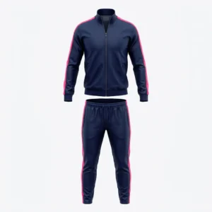 Navy soccer tracksuit with pink piping
