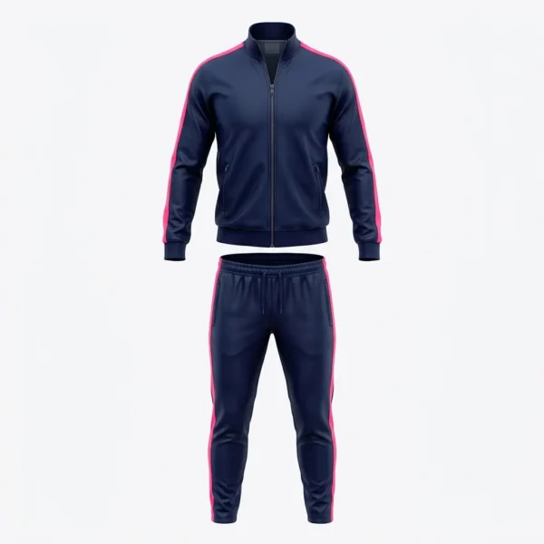 Navy soccer tracksuit with pink piping