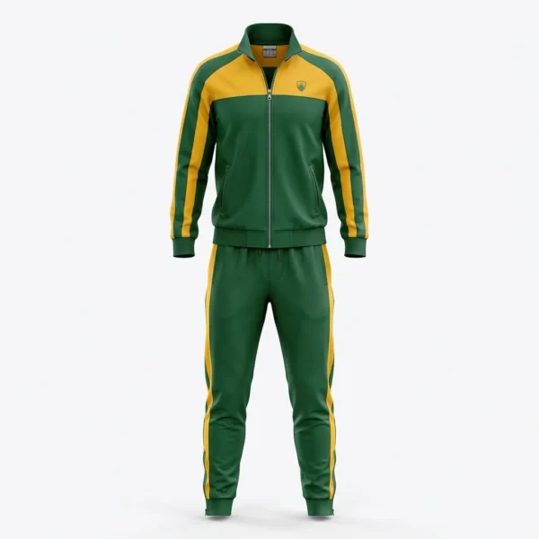 Custom Soccer Tracksuit – Green & Gold Green and gold soccer tracksuit