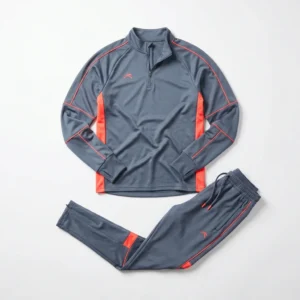 Grey and coral quarter zip soccer tracksuit
