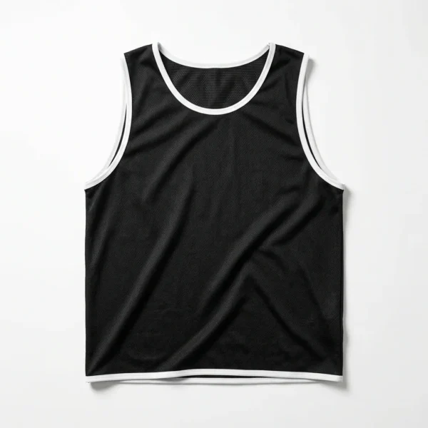 Black mesh training bib with white trim