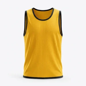 Custom Training Bib – Yellow with Black Trim Yellow mesh training bib with black trim