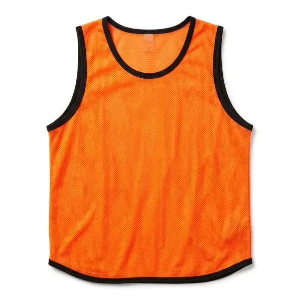 Orange mesh training bib with black trim