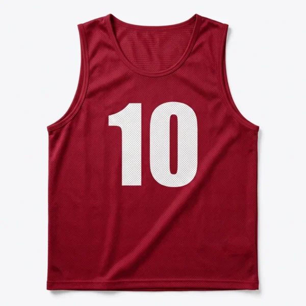 Maroon numbered mesh training bib