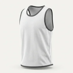 Custom Training Bib – White with Grey Trim White mesh training bib with grey trim